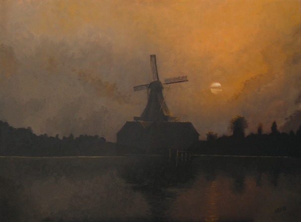 Molen in avondstemming