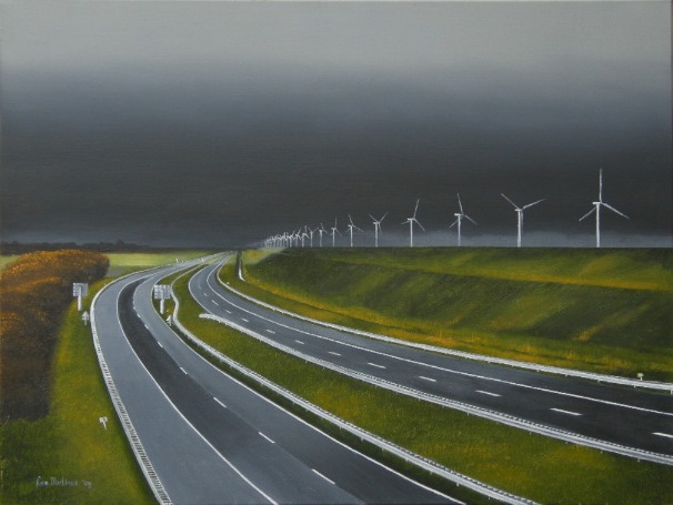 Snelweg met windturbines